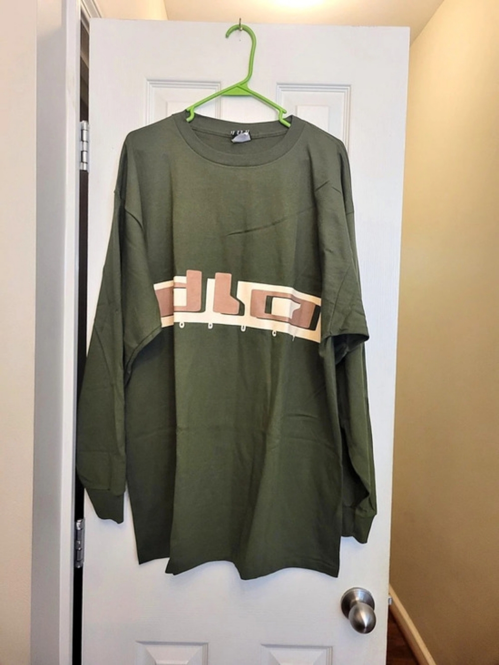 DLO Polo Men's Green Long Sleeve Crew Neck Graphic Logo Cotton Knit T-Shirt 2XL